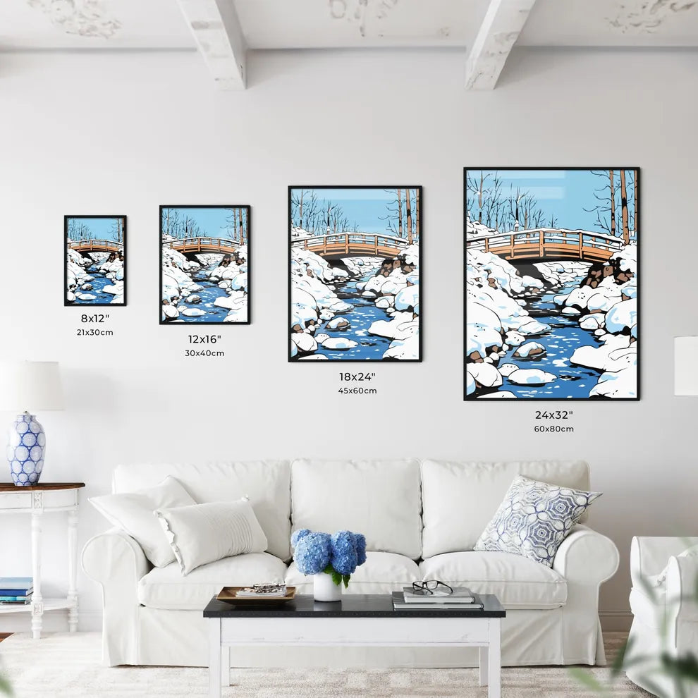 A Bridge Over A Stream Following A Heavy Sno - Kitchen Hangings
