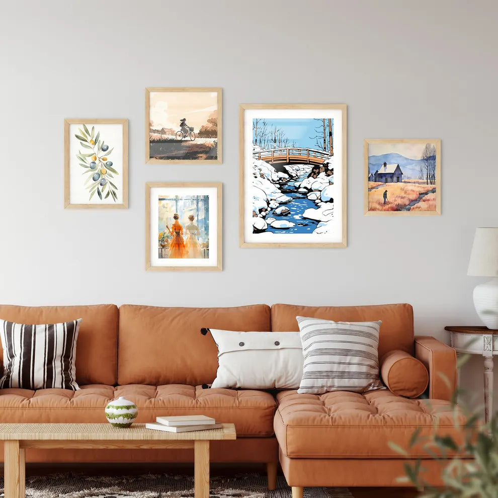 A Bridge Over A Stream Following A Heavy Sno Wall Art