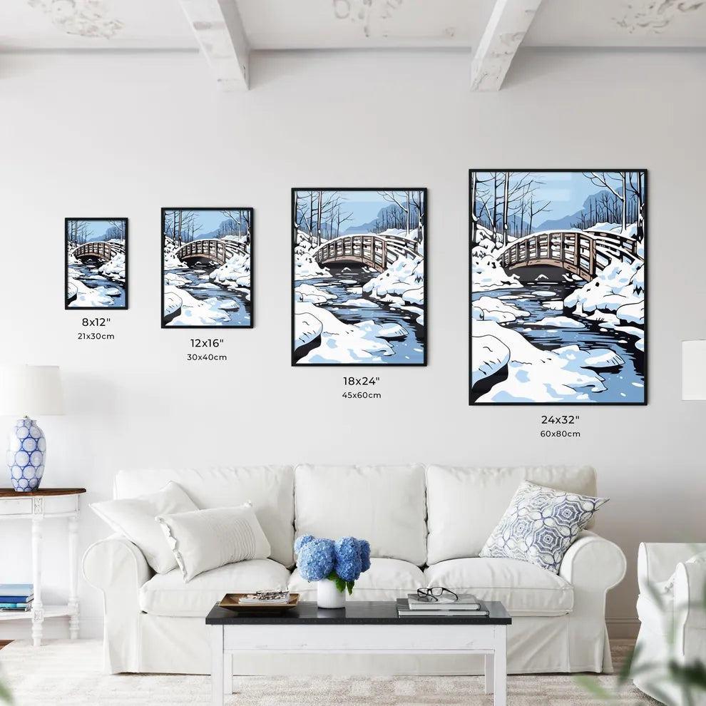 A Bridge Over A Stream Following A Heavy Sno - Kitchen Hangings