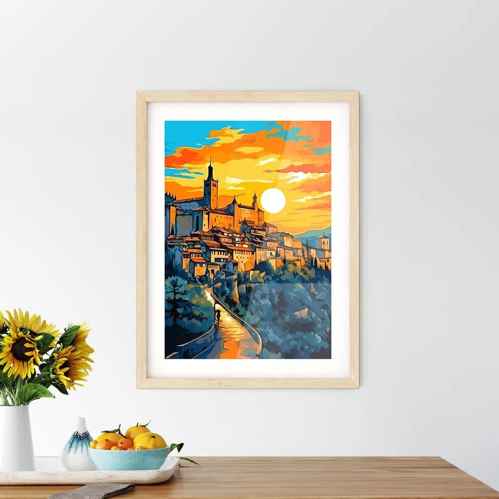 Alcazar Castle On Sunset - Segova Spain - A Painting Of A Castle On A Hill Custom Print