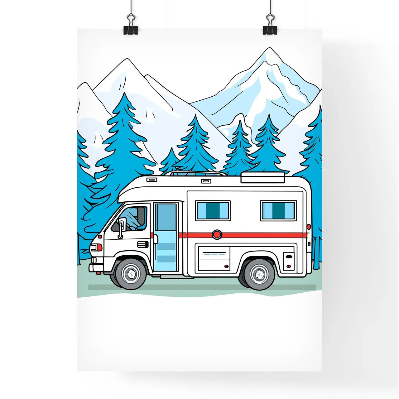 Ambulance Mini Bus Vector Illustration - A C Poster