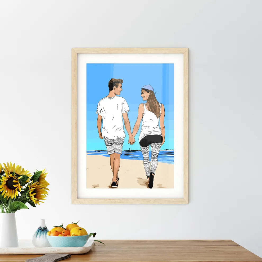 Beach Holidays For Romantic Young Couple - A Framed Print
