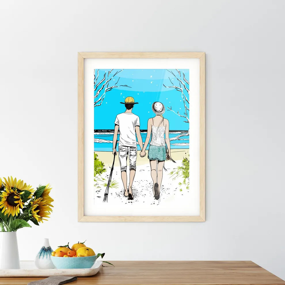 Beach Holidays For Romantic Young Couple - A Framed Print