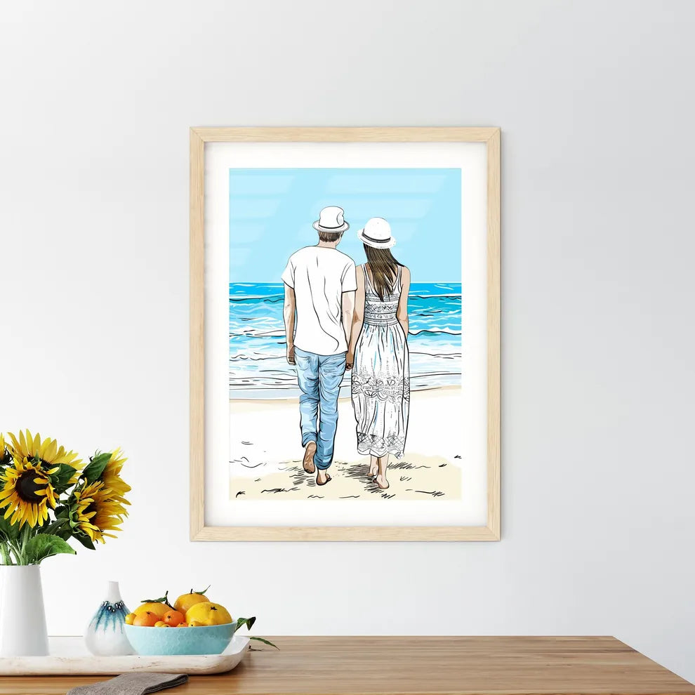 Beach Holidays For Romantic Young Couple - A Framed Print
