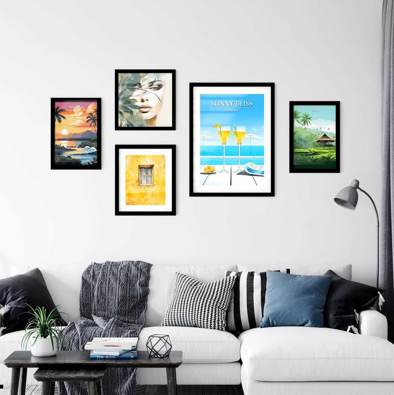 Beach Holidays With Two Cocktails Near Swimm Wall Art