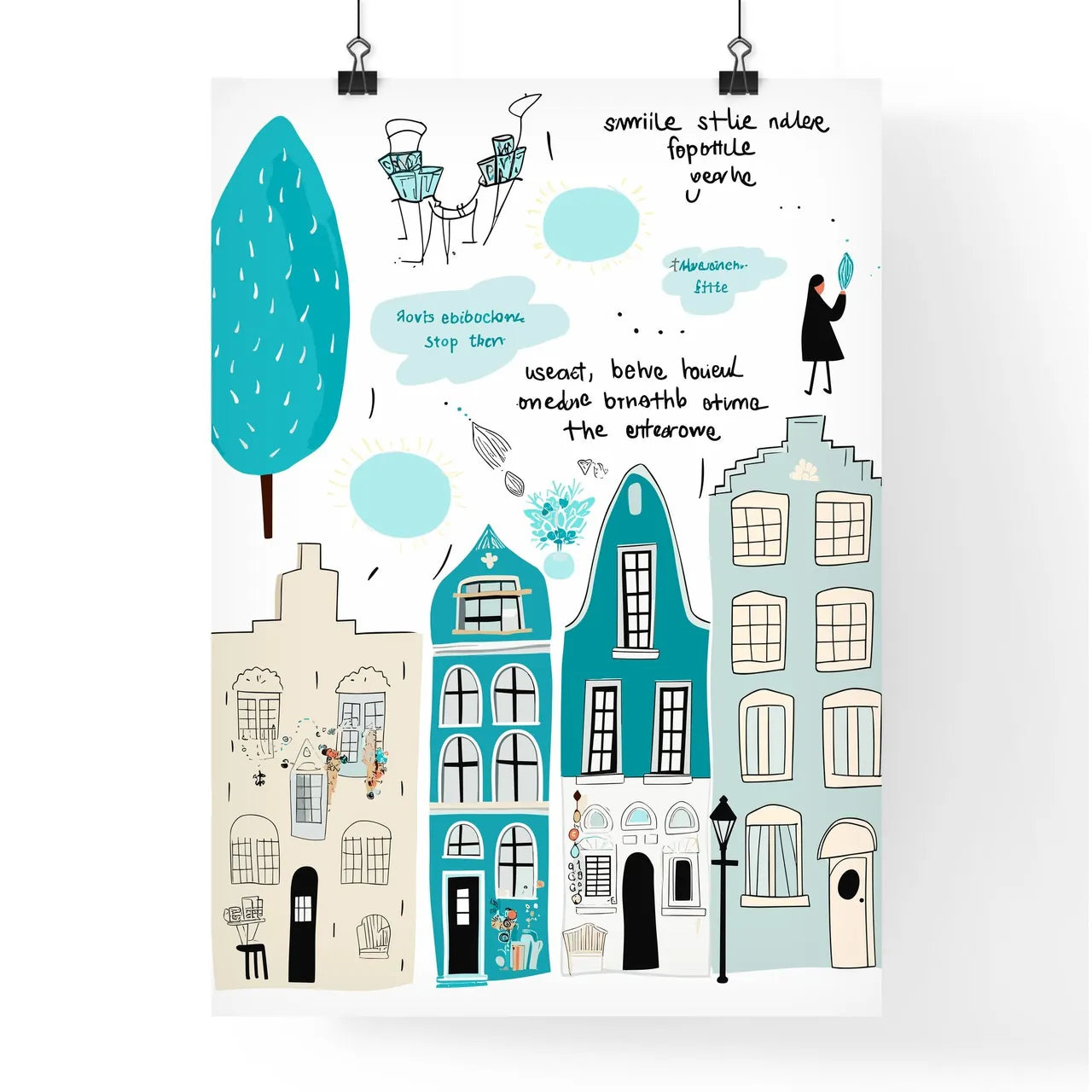 City Life In Amsterdam - A Group Of Buildings And Trees Poster