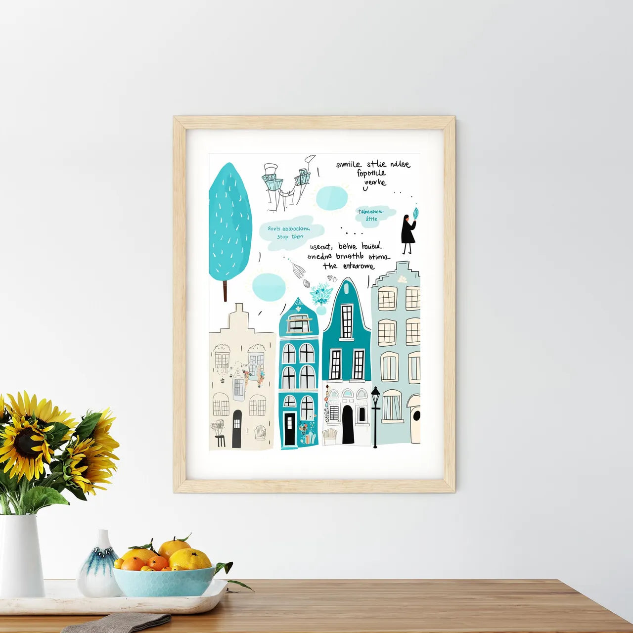 City Life In Amsterdam - A Group Of Buildings And Trees Custom Print