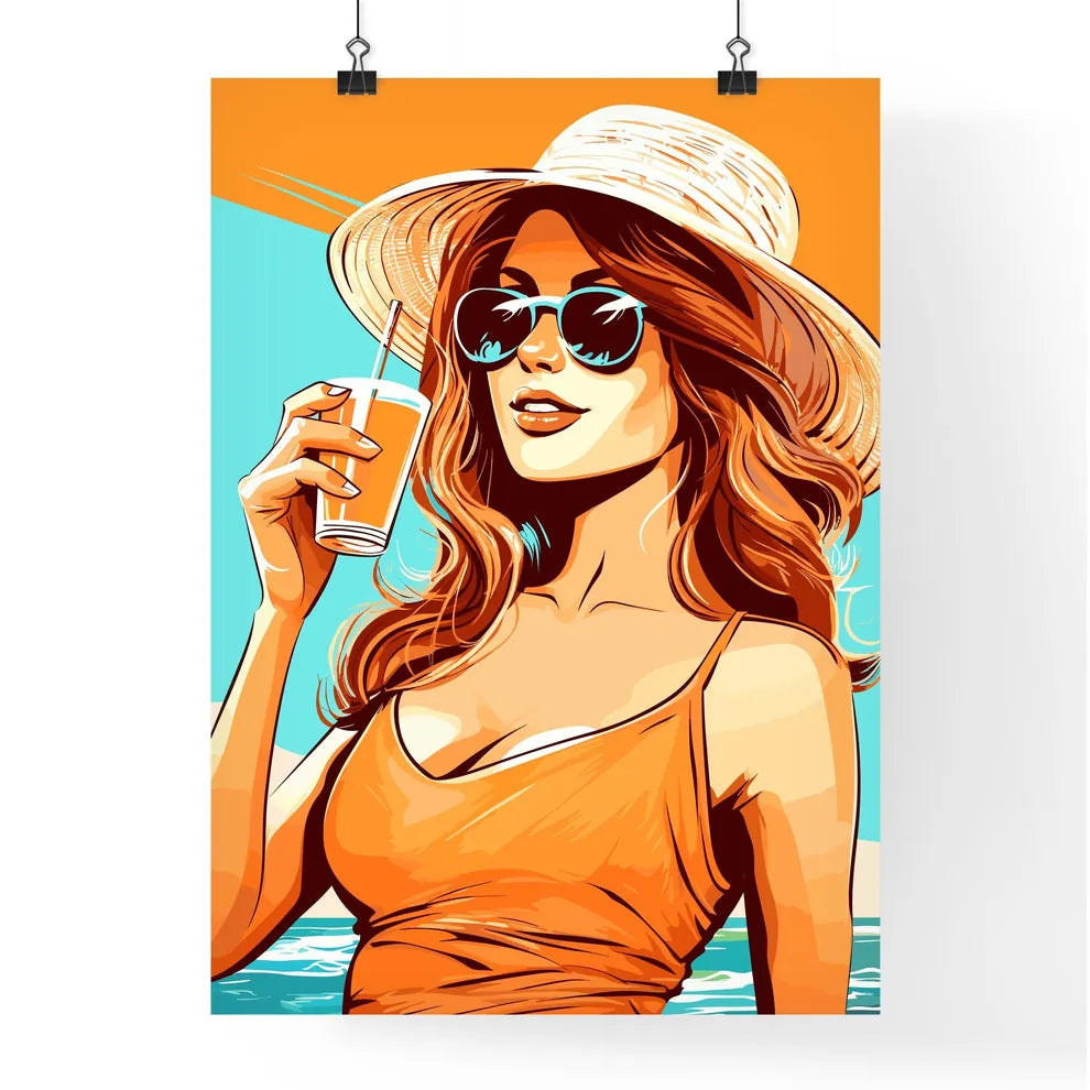 Coconut Fresh Cocktail Beach Woman Drinking  Poster