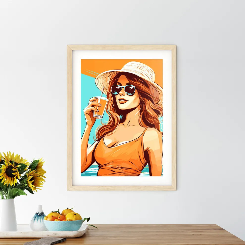 Coconut Fresh Cocktail Beach Woman Drinking  Framed Print