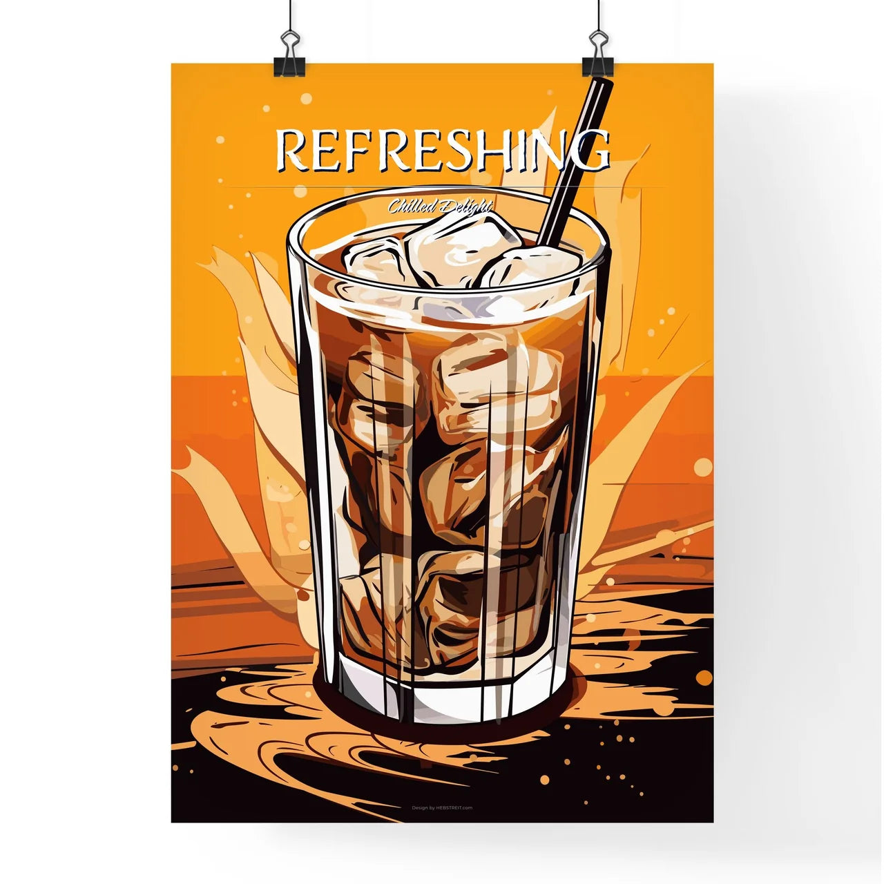 Cold Coffee Drink With Ice And Splashes - A  Poster