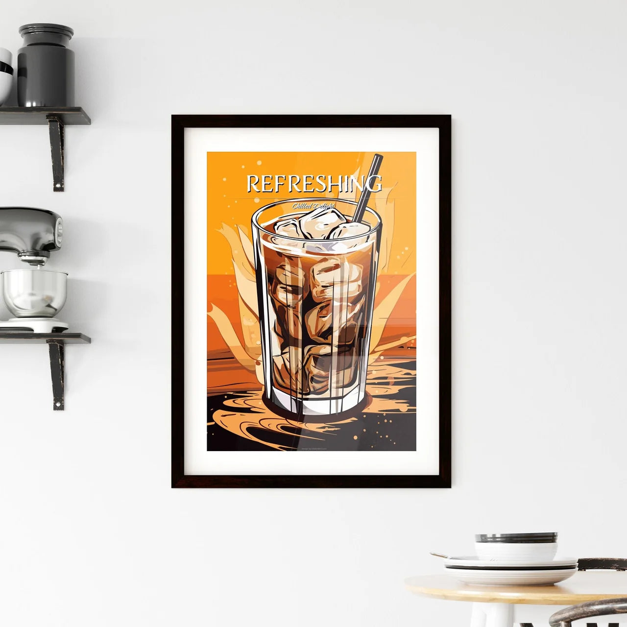 Cold Coffee Drink With Ice And Splashes - A  Framed Print