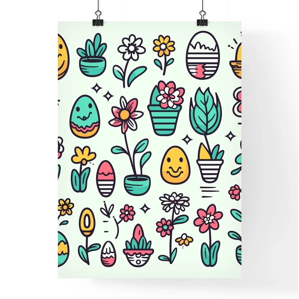 Collection Of Easter Icons And Design Elements  Poster