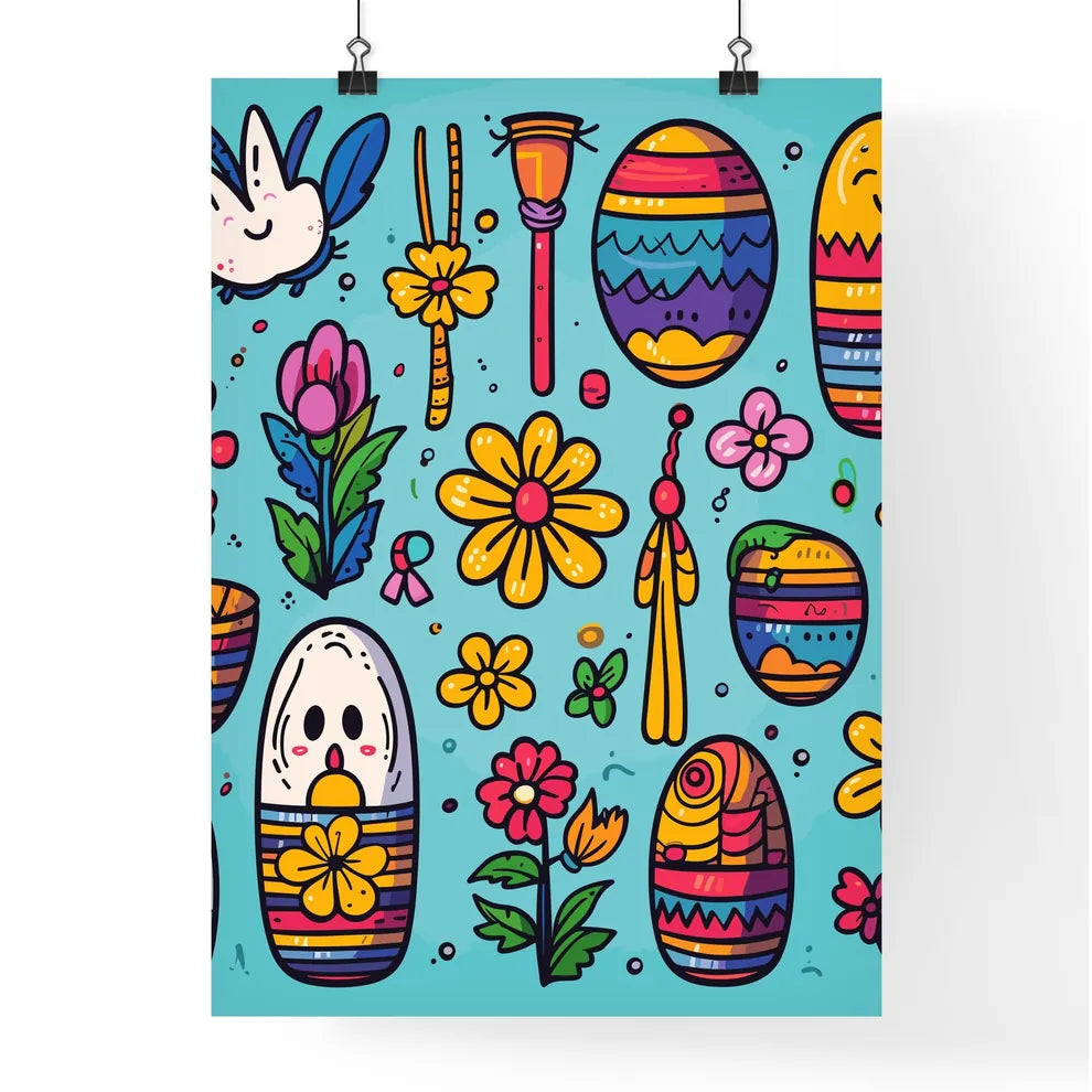 Collection Of Easter Icons And Design Elements  Poster