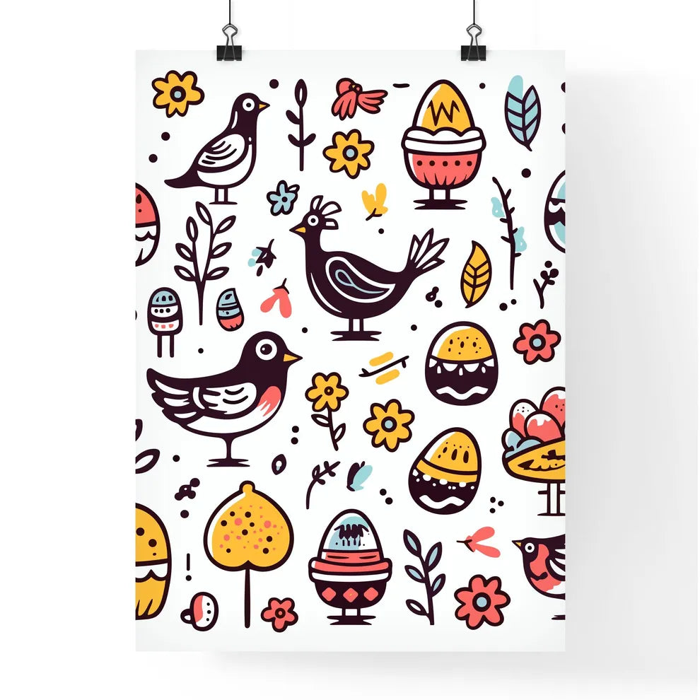 Collection Of Easter Icons And Design Elements  Poster