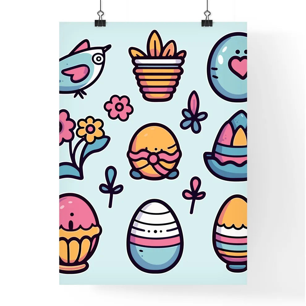 Collection Of Easter Icons And Design Elements  Poster