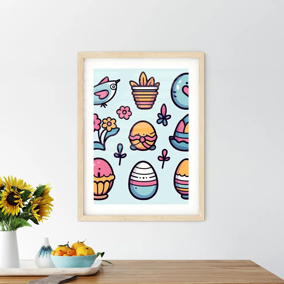 Collection Of Easter Icons And Design Elements  Framed Print