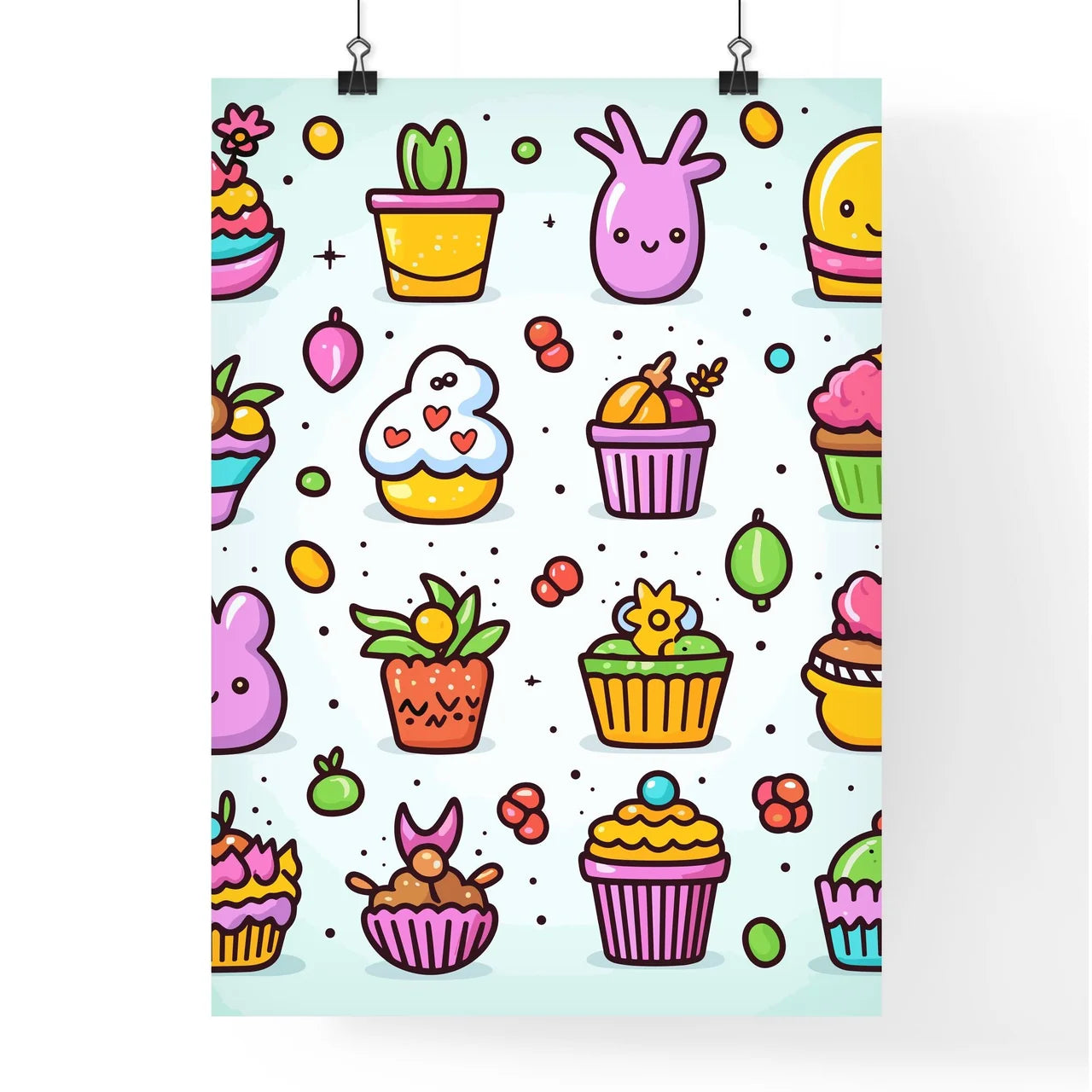 Colorful Easter Icons - Vector Set - Poster