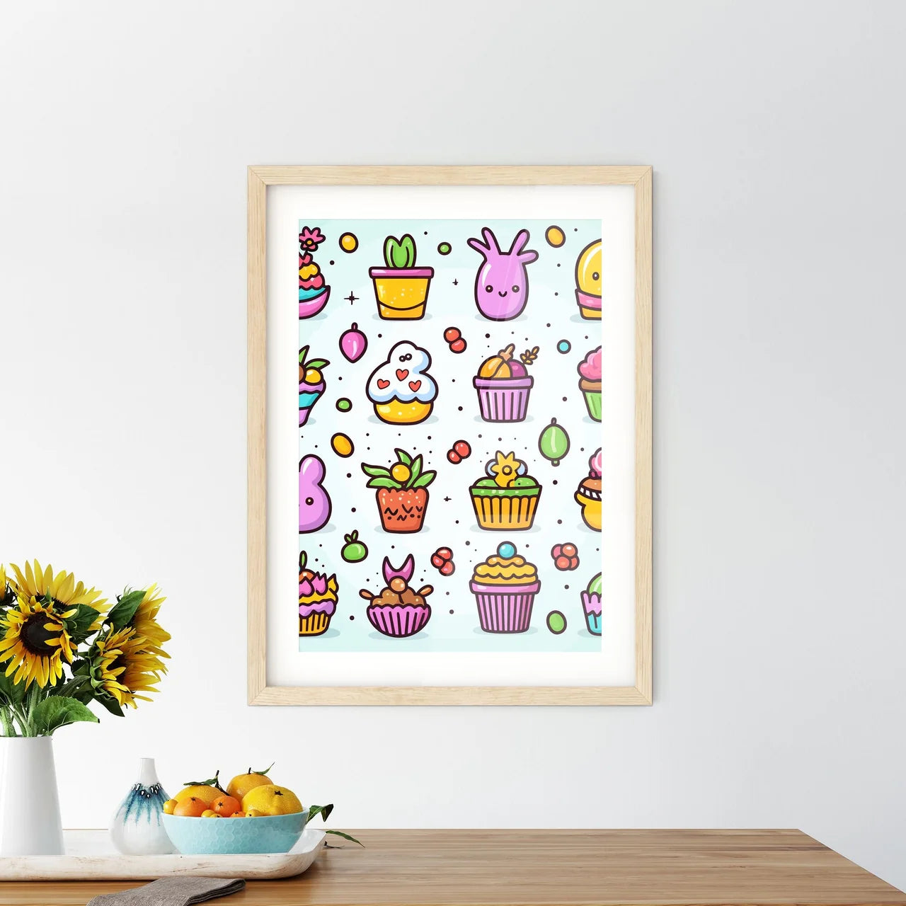Colorful Easter Icons - Vector Set - Framed Print