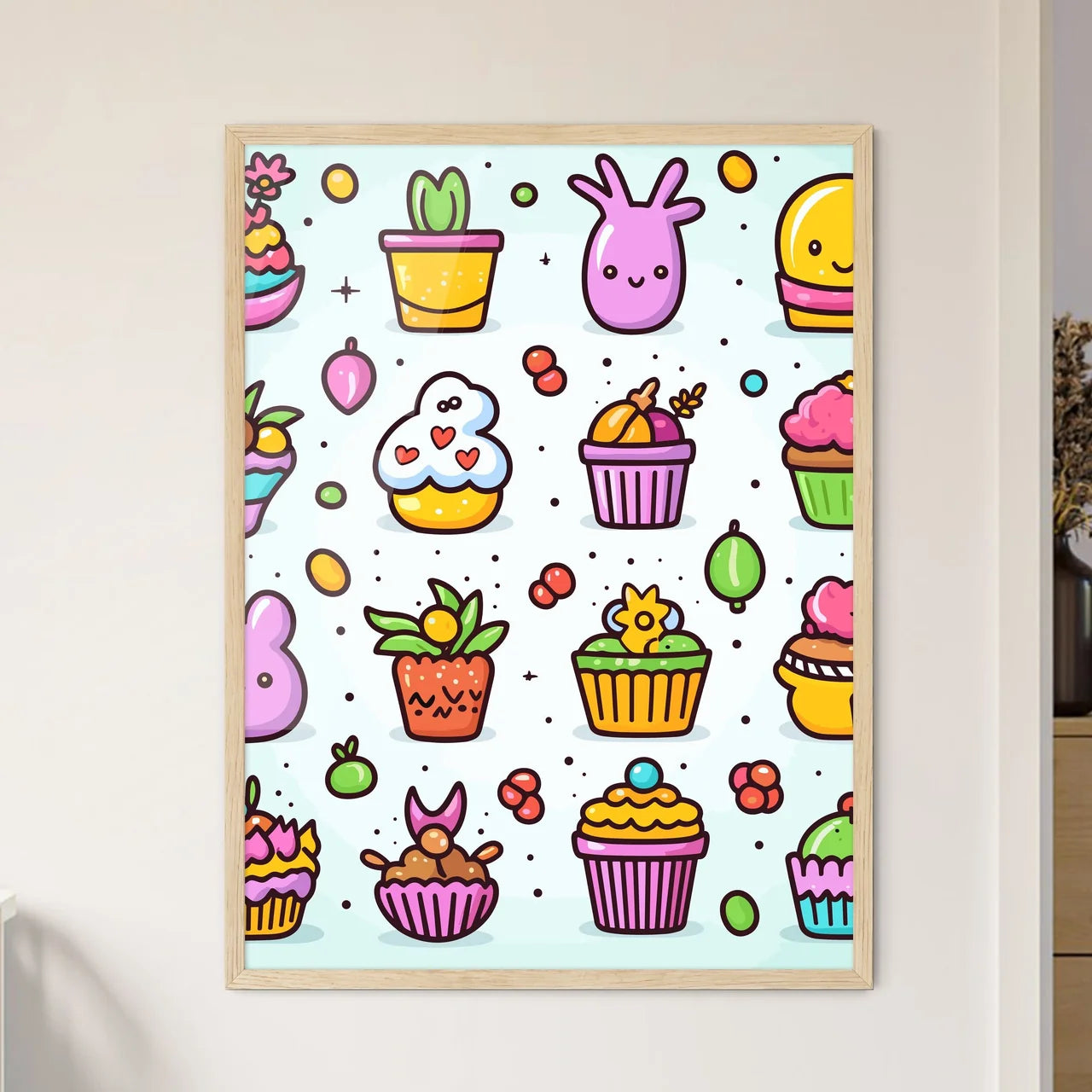 Colorful Easter Icons - Vector Set - - Framed Art Print