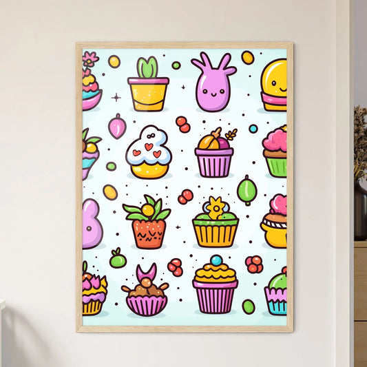 Colorful Easter Icons - Vector Set - - Framed Art Print