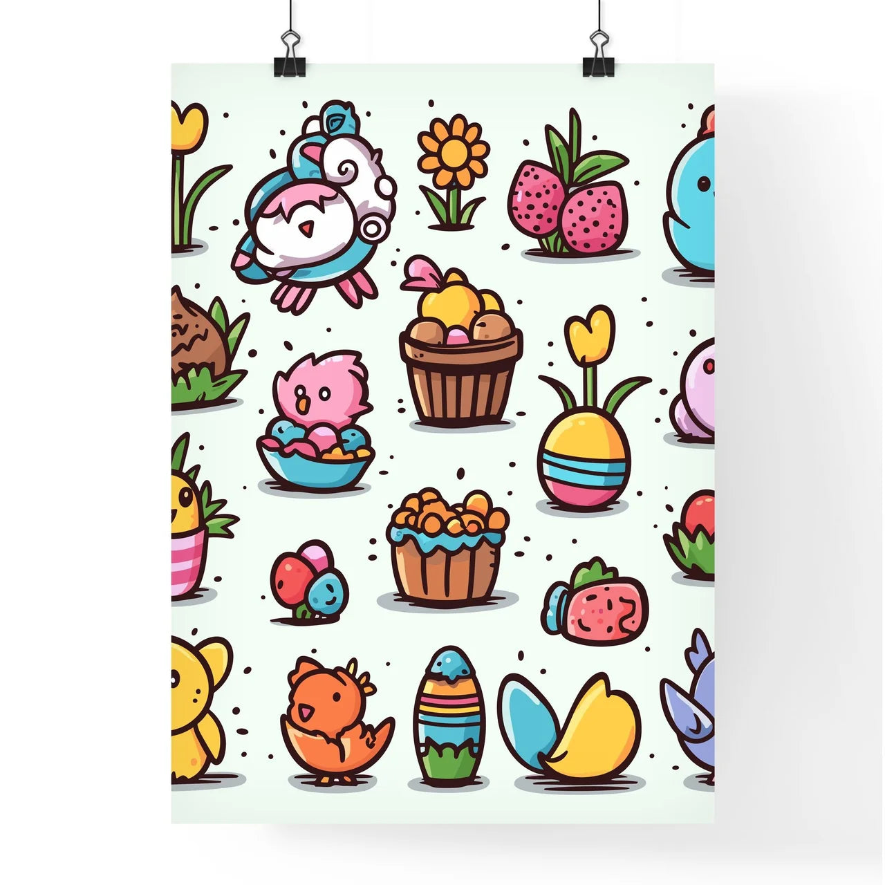 Colorful Easter Icons  Poster