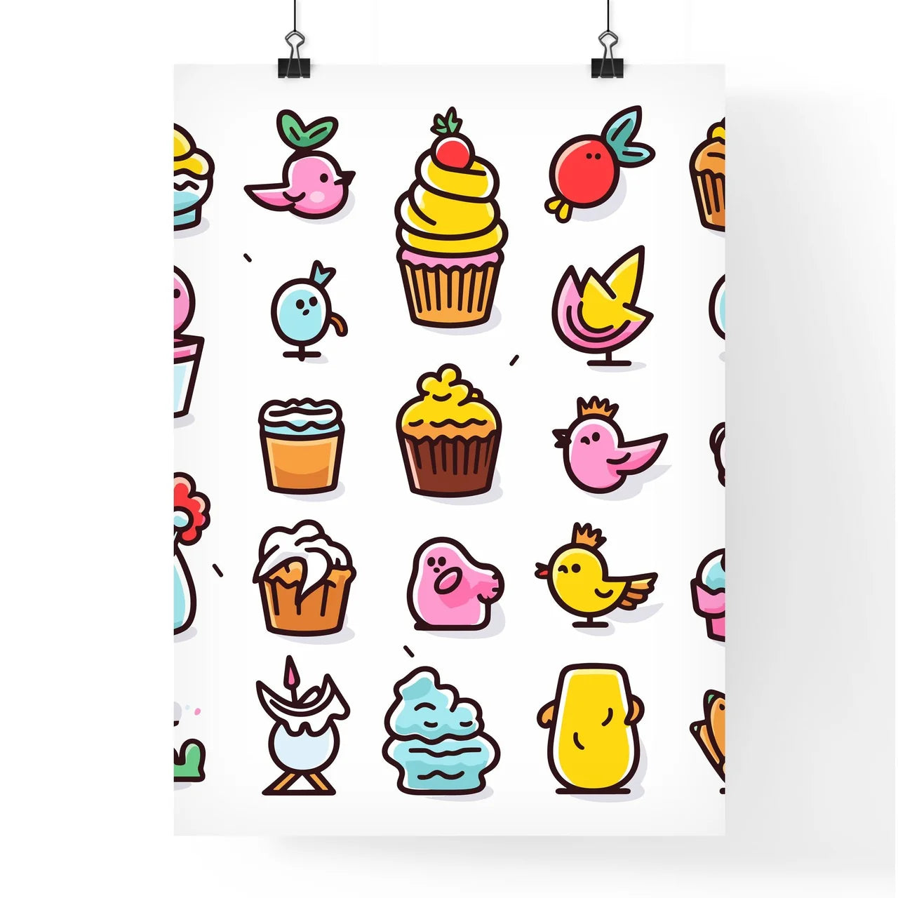 Colorful Easter Icons  Poster