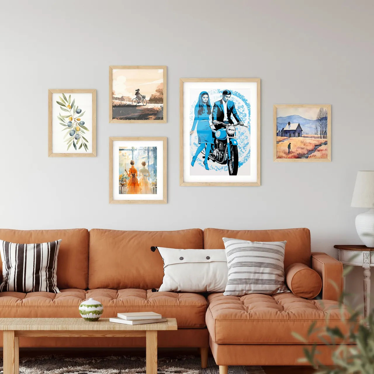 Couple Of 1970 On Motorcycle - A Man And Wo Wall Art