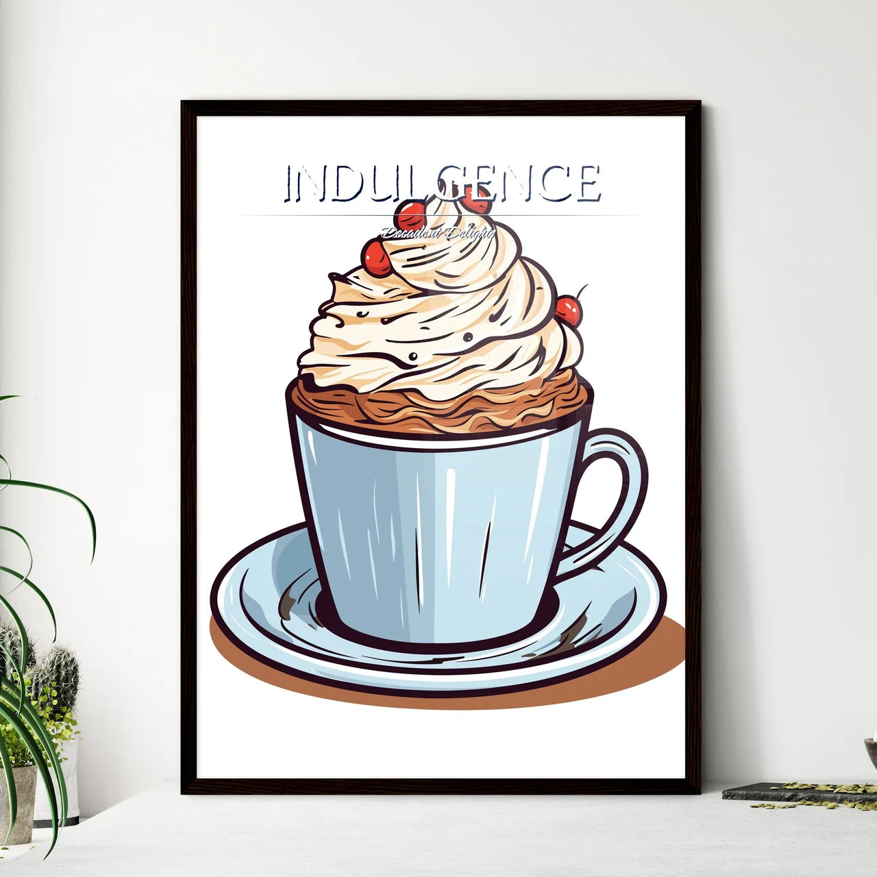 Cup Of Hot Chocolate With Whipped Cream - A  - Framed Art Print
