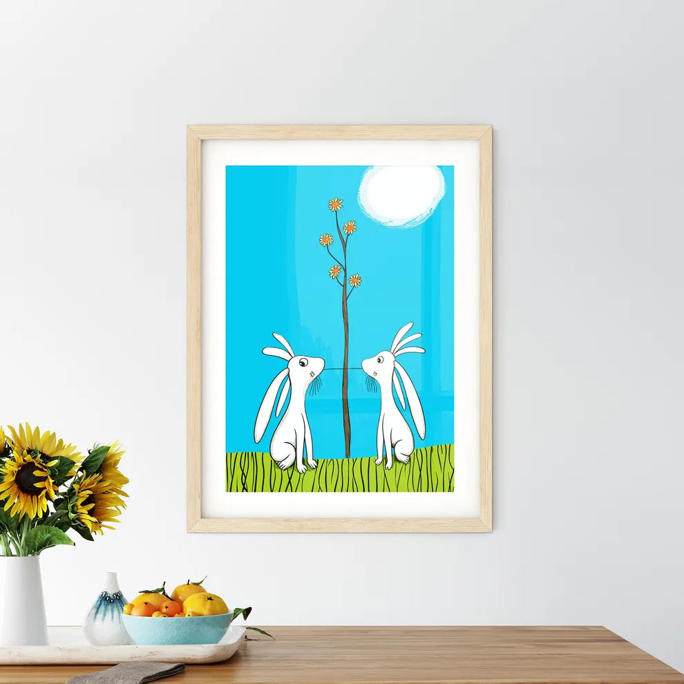 Cute Cute Bunnies In Love  Framed Print