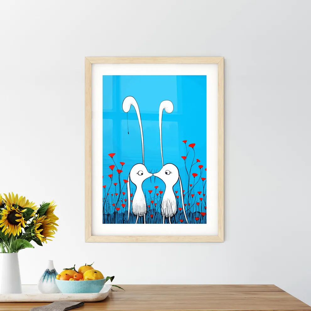Cute Cute Bunnies In Love  Framed Print
