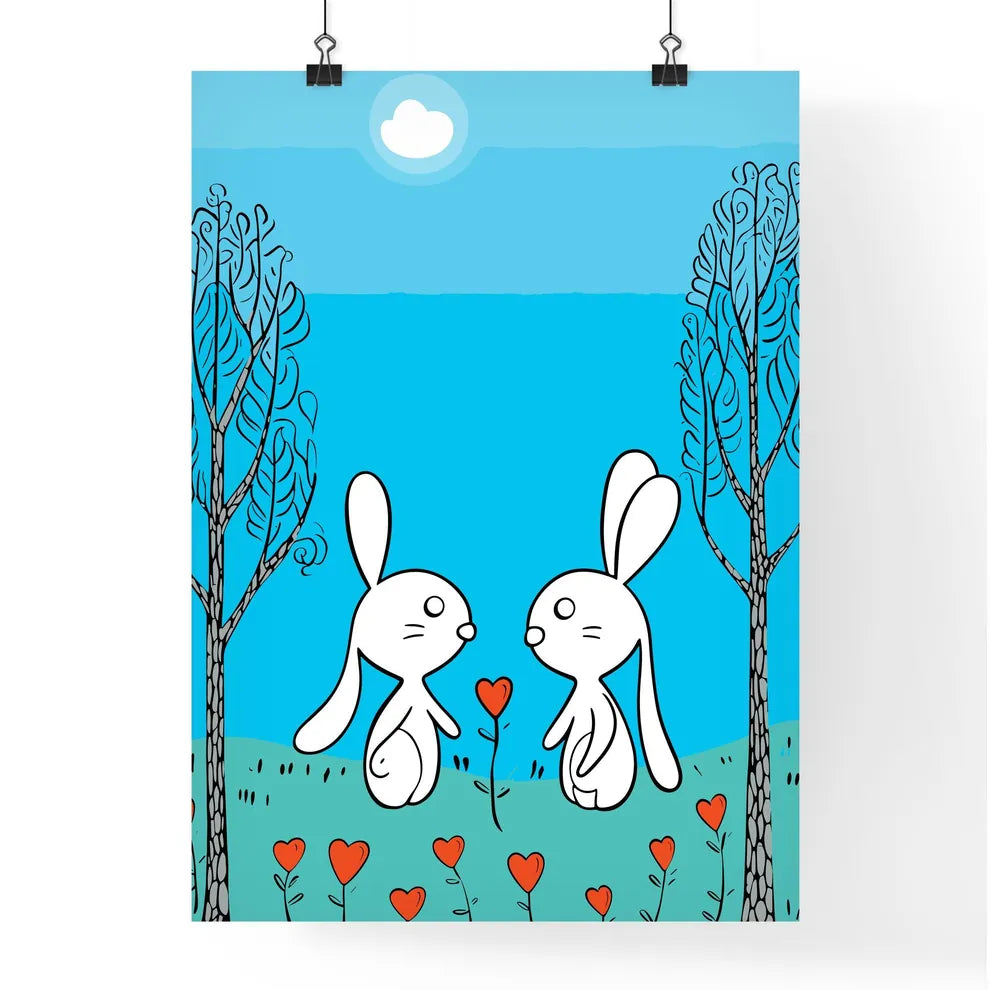 Cute Cute Bunnies In Love  Poster