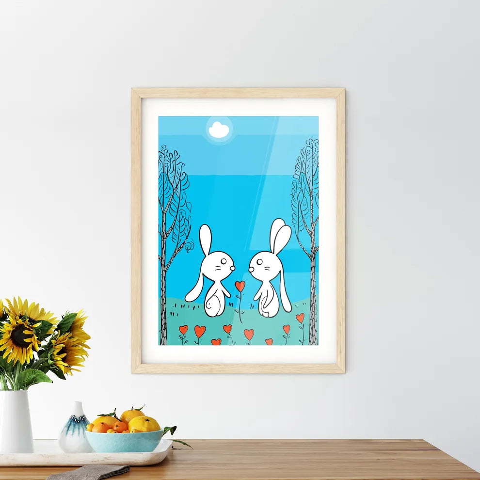 Cute Cute Bunnies In Love  Framed Print
