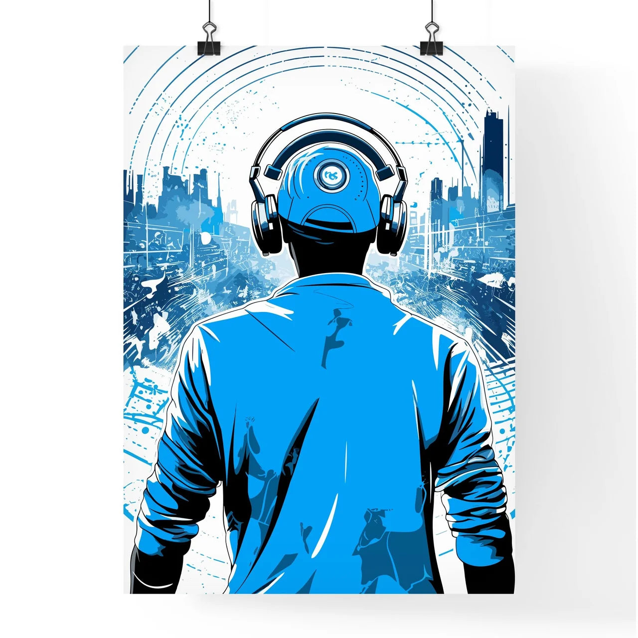 Disk Jockey With An Urban Background - A Man Poster