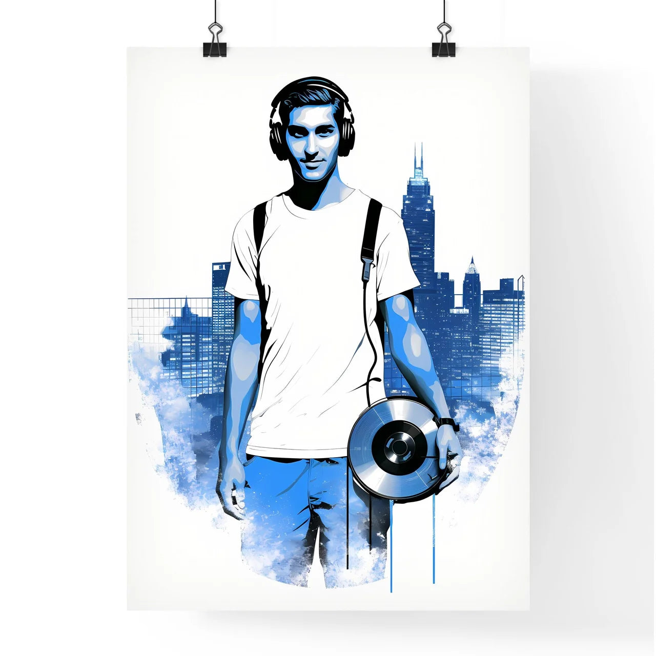 Disk Jockey With An Urban Background - A Man Holding A Disc Poster