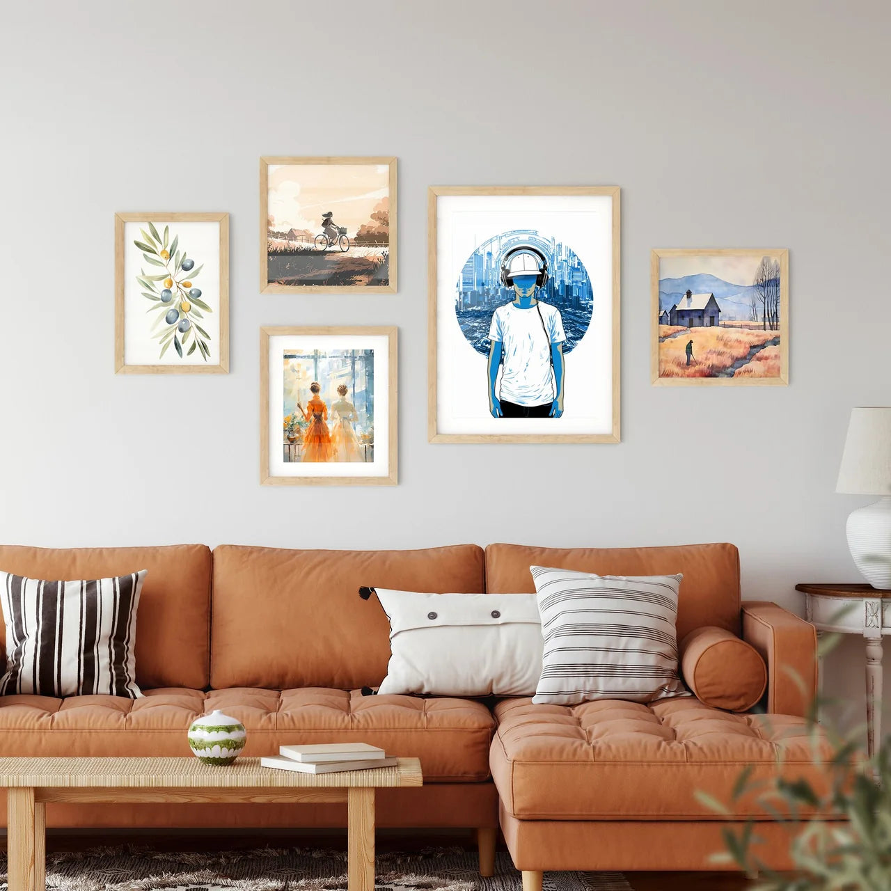 Disk Jockey With An Urban Background - A Man Wearing Headphones And Standing In Front Of A City Interior Design