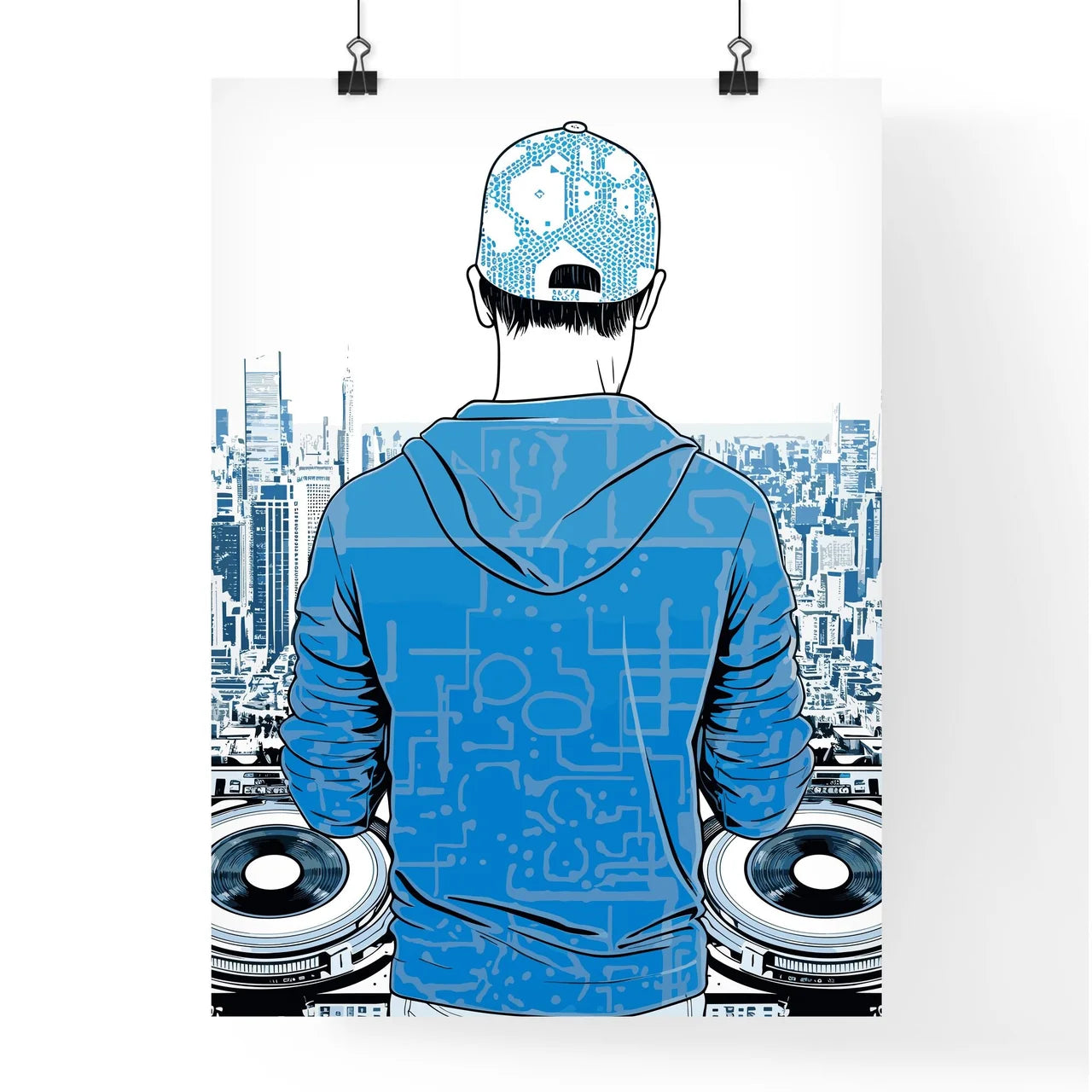 Disk Jockey With An Urban Background - A Man Poster