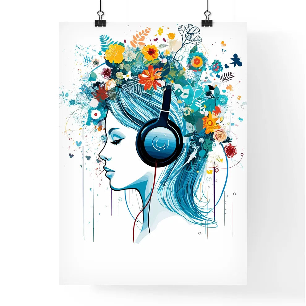 Dj Girl  Music Colors Mix - Floral Calli Poster