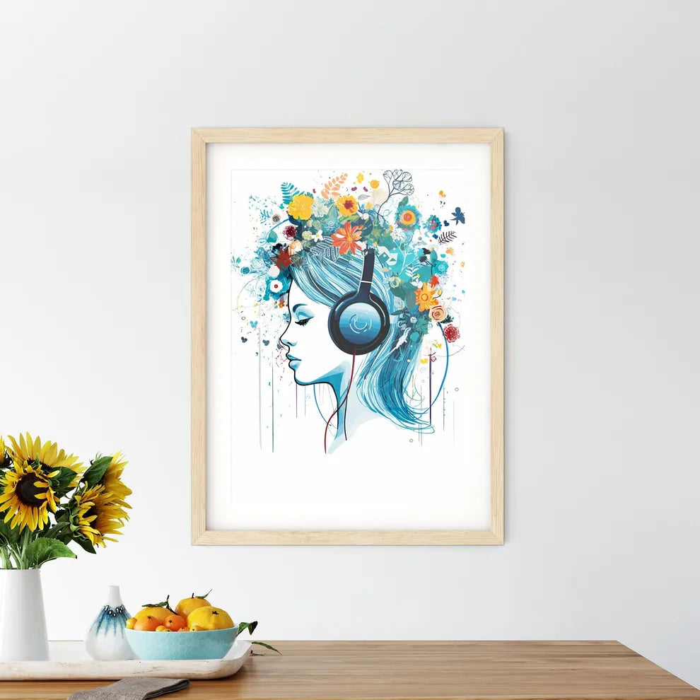 Dj Girl  Music Colors Mix - Floral Calli Framed Print