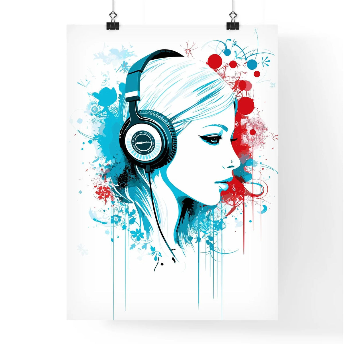 Dj Girl  Music Colors Mix - Floral Calli Poster