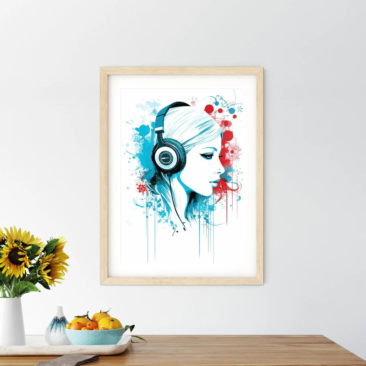 Dj Girl  Music Colors Mix - Floral Calli Framed Print