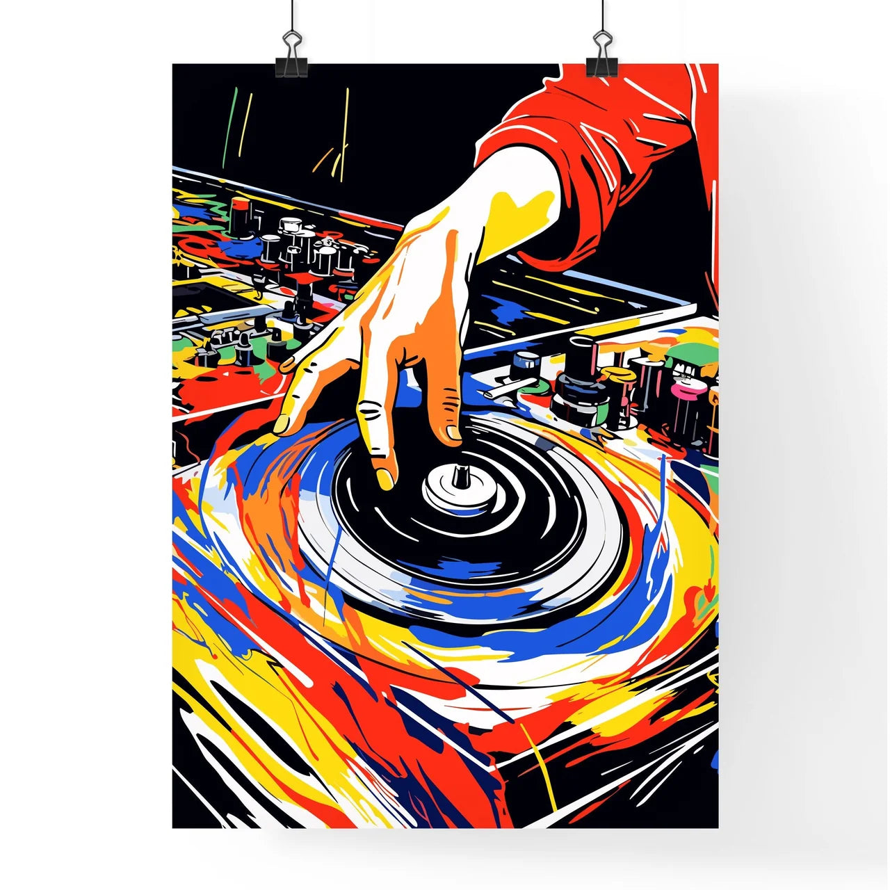 Dj Mixing On The Turntable Modern Abstract P Poster