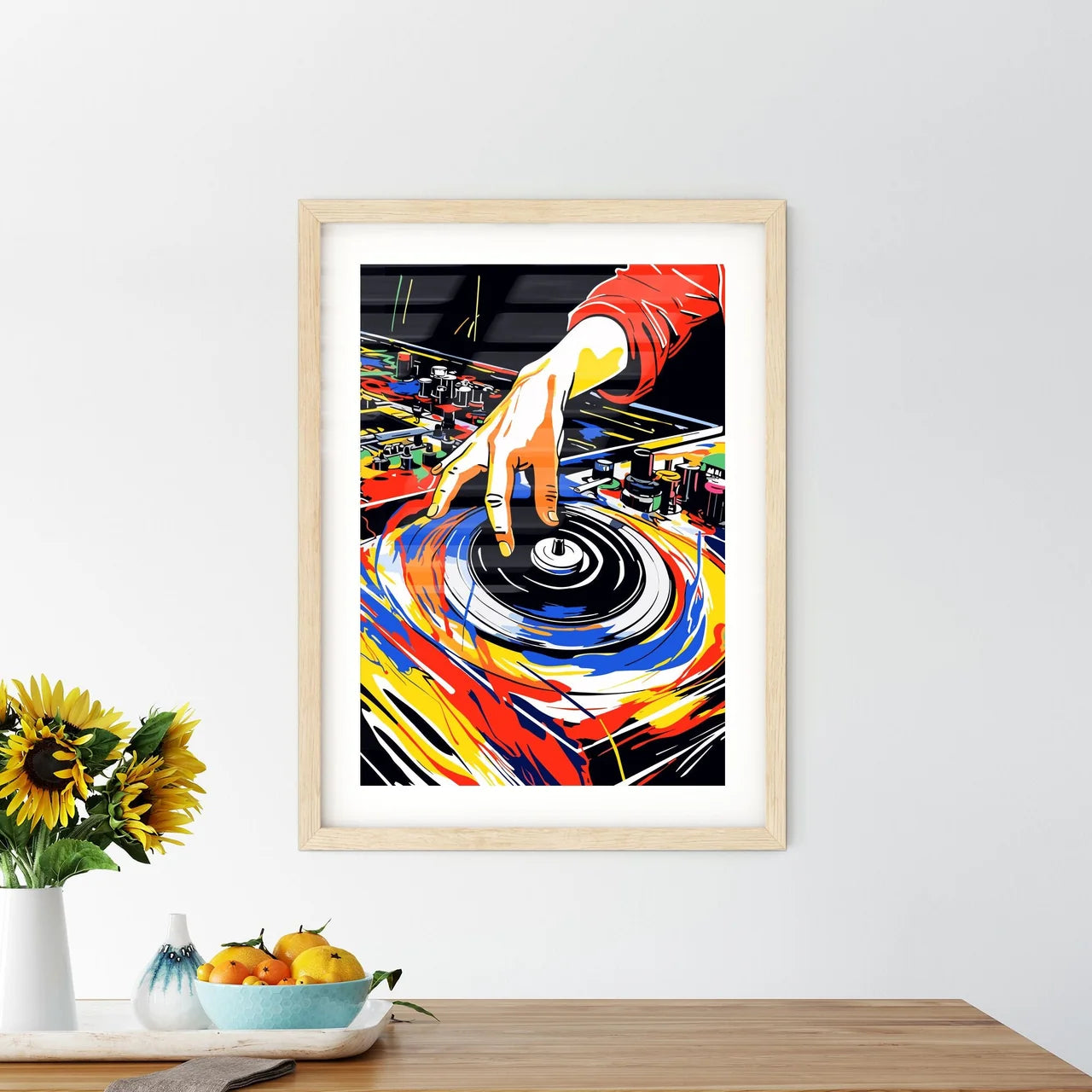 Dj Mixing On The Turntable Modern Abstract P Framed Print