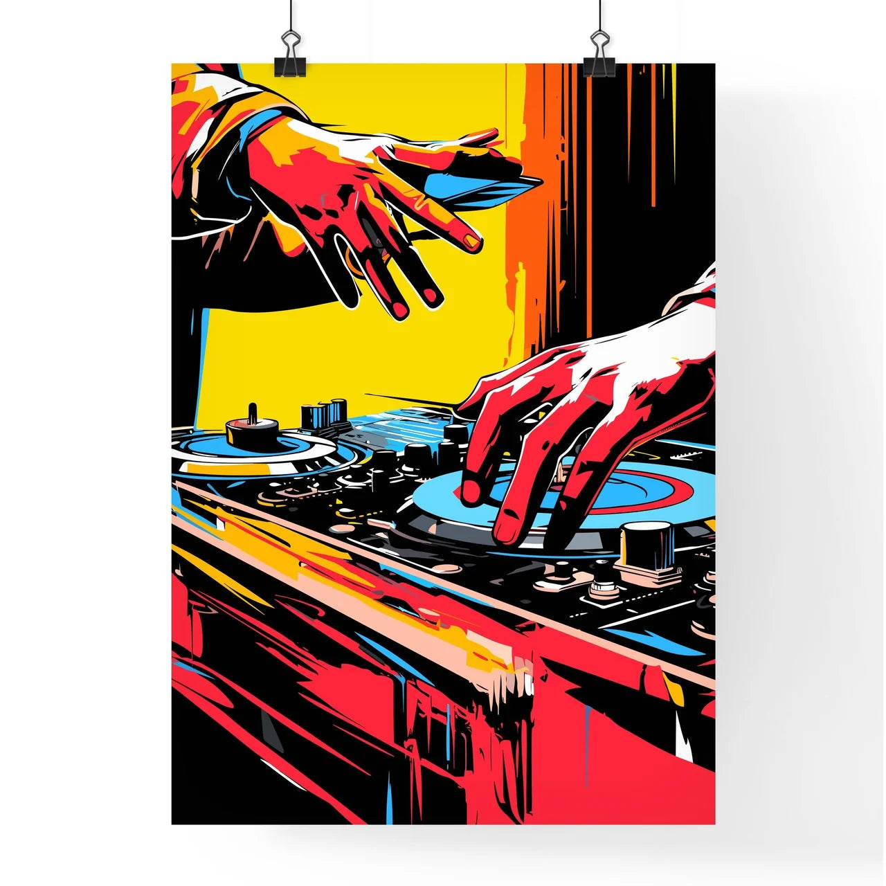 Dj Mixing On The Turntable Modern Abstract P Poster