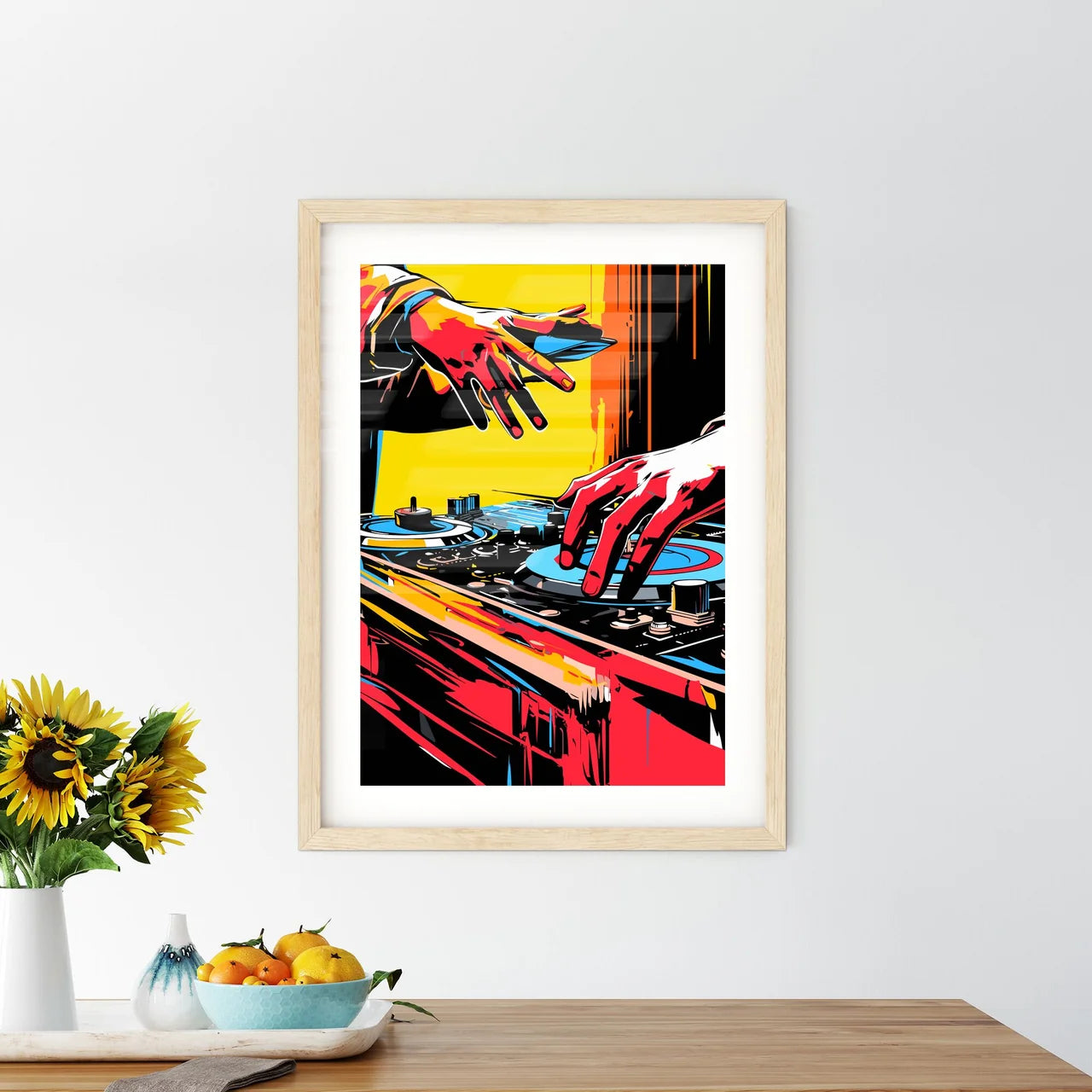 Dj Mixing On The Turntable Modern Abstract P Framed Print