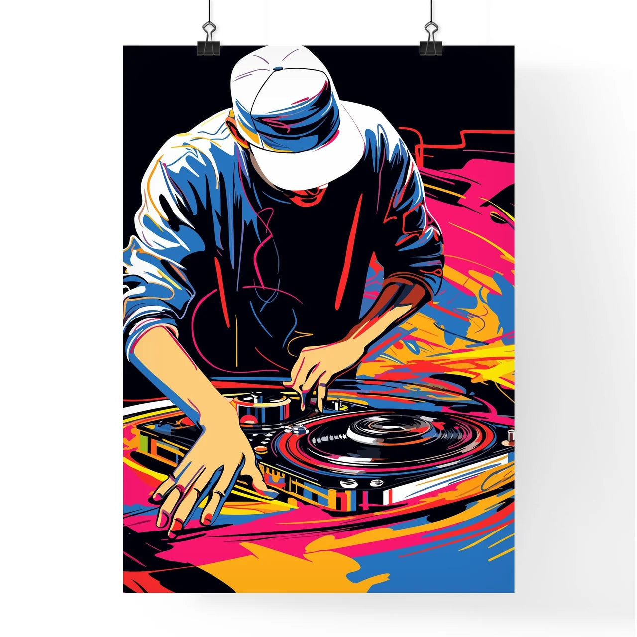Dj Mixing On The Turntable Modern Abstract P Poster