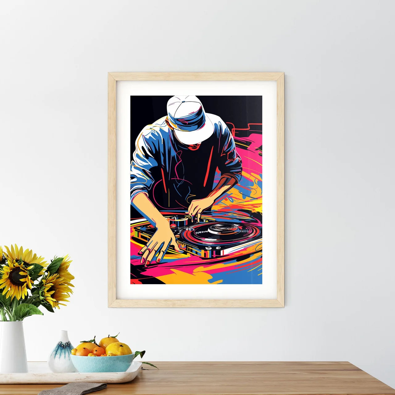 Dj Mixing On The Turntable Modern Abstract P Framed Print