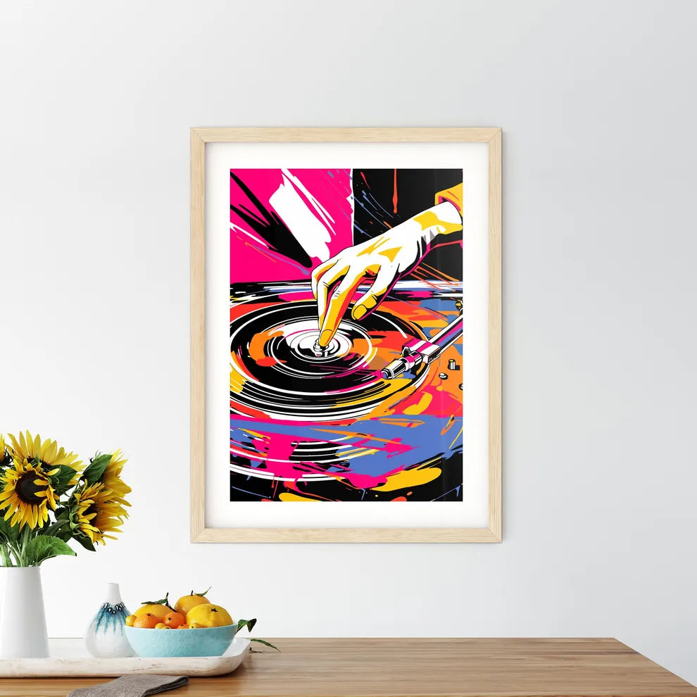 Dj Mixing On The Turntable Modern Abstract P Framed Print