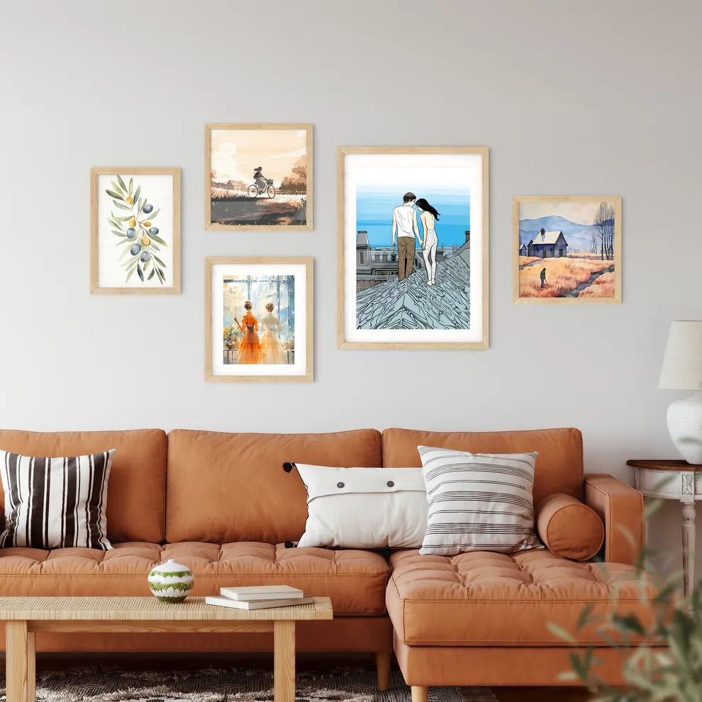 Fashion Art Of A Couple On The Roofs Of Paris - A Man And Woman Standing On A Roof Interior Design