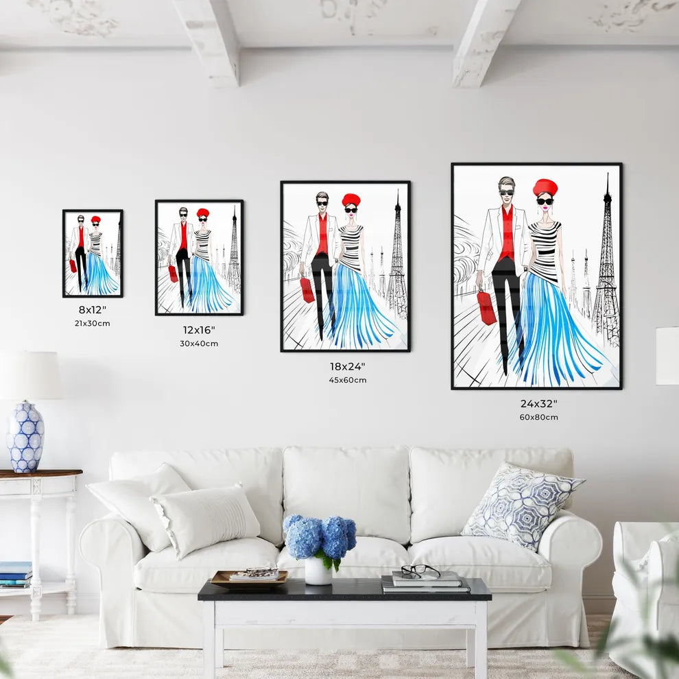 Fashion Illustration Of Couple In Paris - A  - Kitchen Hangings