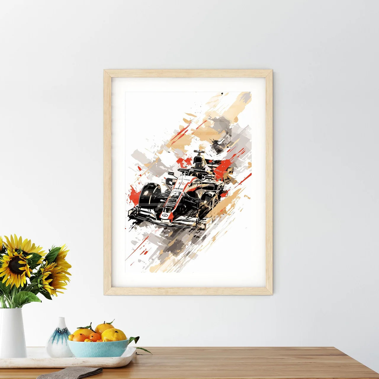 Formula 1 Race Poster - A Race Car W Framed Print